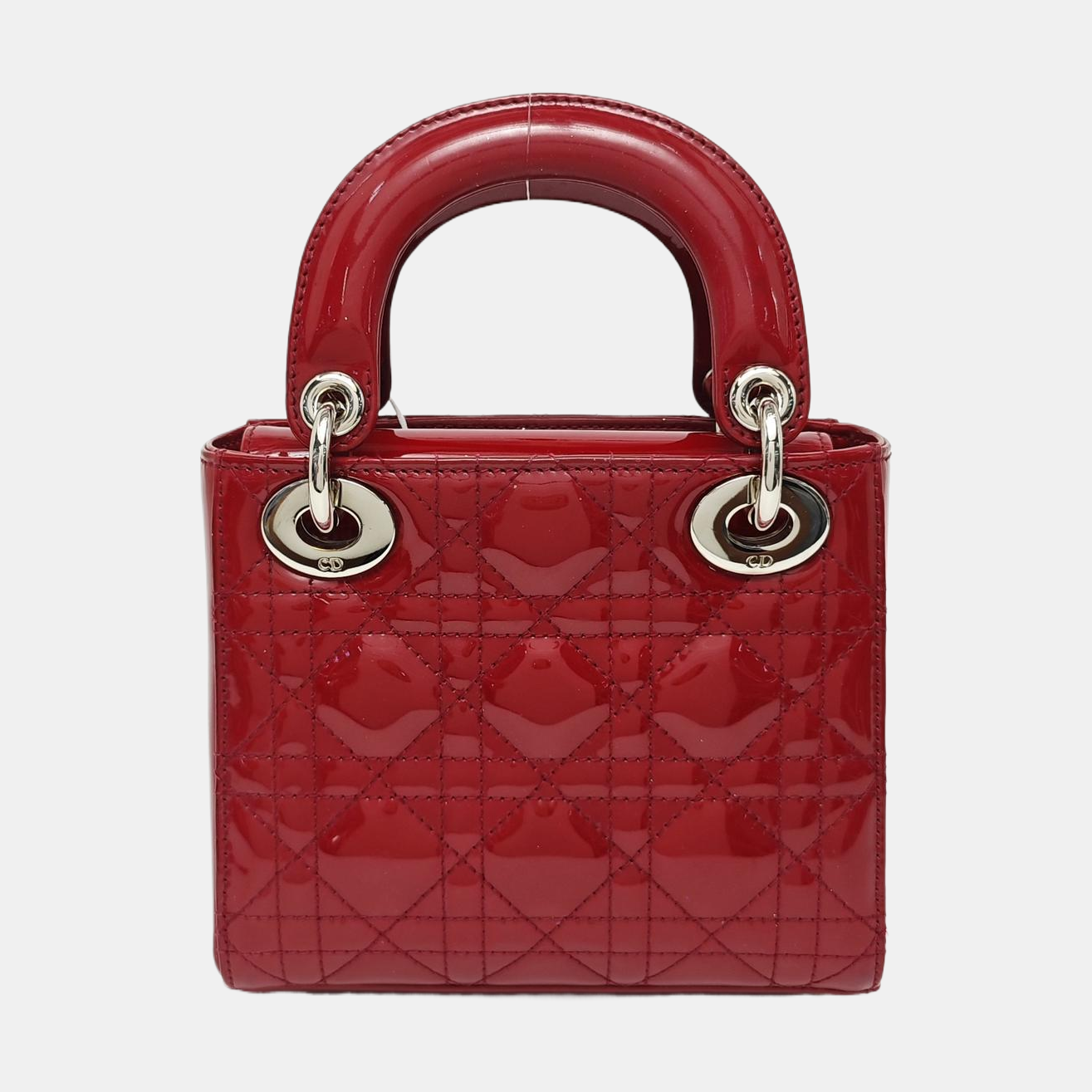 Lady Dior Mini Cannage Patent Leather Red