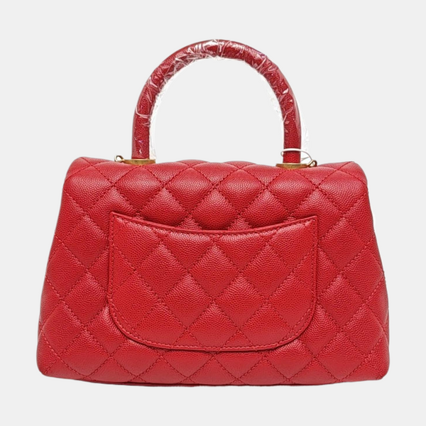 Authenticated pre-owned  COCO HANDLE Small Quilted Grained Calfskin Red - Shoulder Bag at Looply