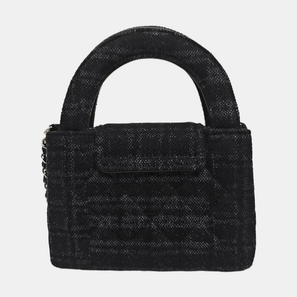 Quilted Fabric Crossbody Bag Black