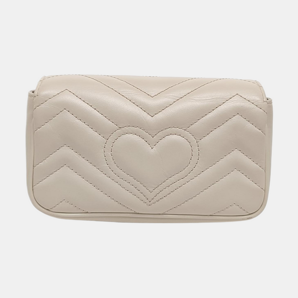 GG Marmont Mini Quilted Calfskin White