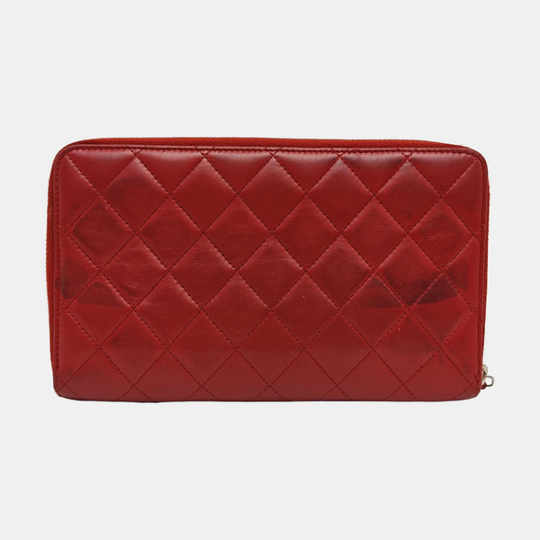 Quilted Lambskin Wallet Red