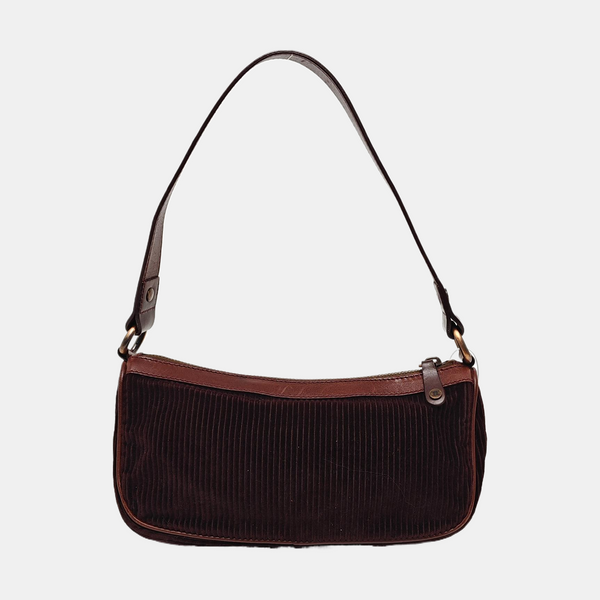 Quilted Corduroy Shoulder Bag Brown