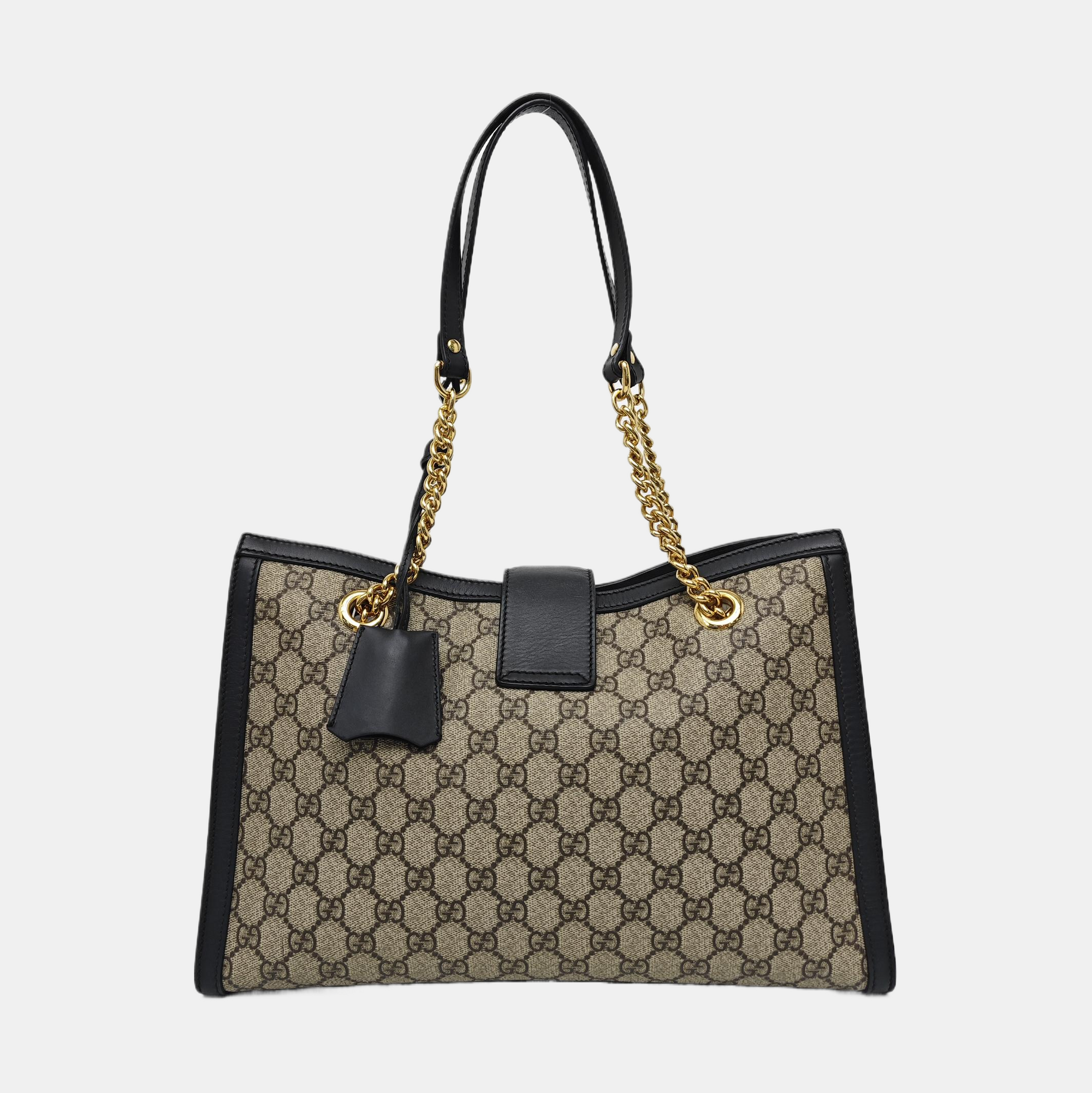 Padlock Medium Monogram Coated Canvas Beige
