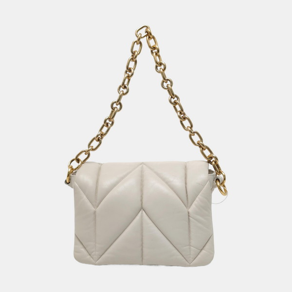 Quilted Lambskin Shoulder Bag White
