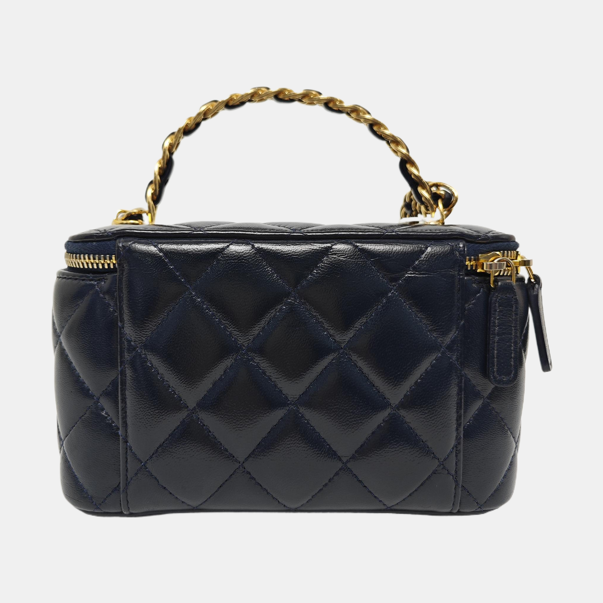VANITY CASE Small Quilted Lambskin Blue