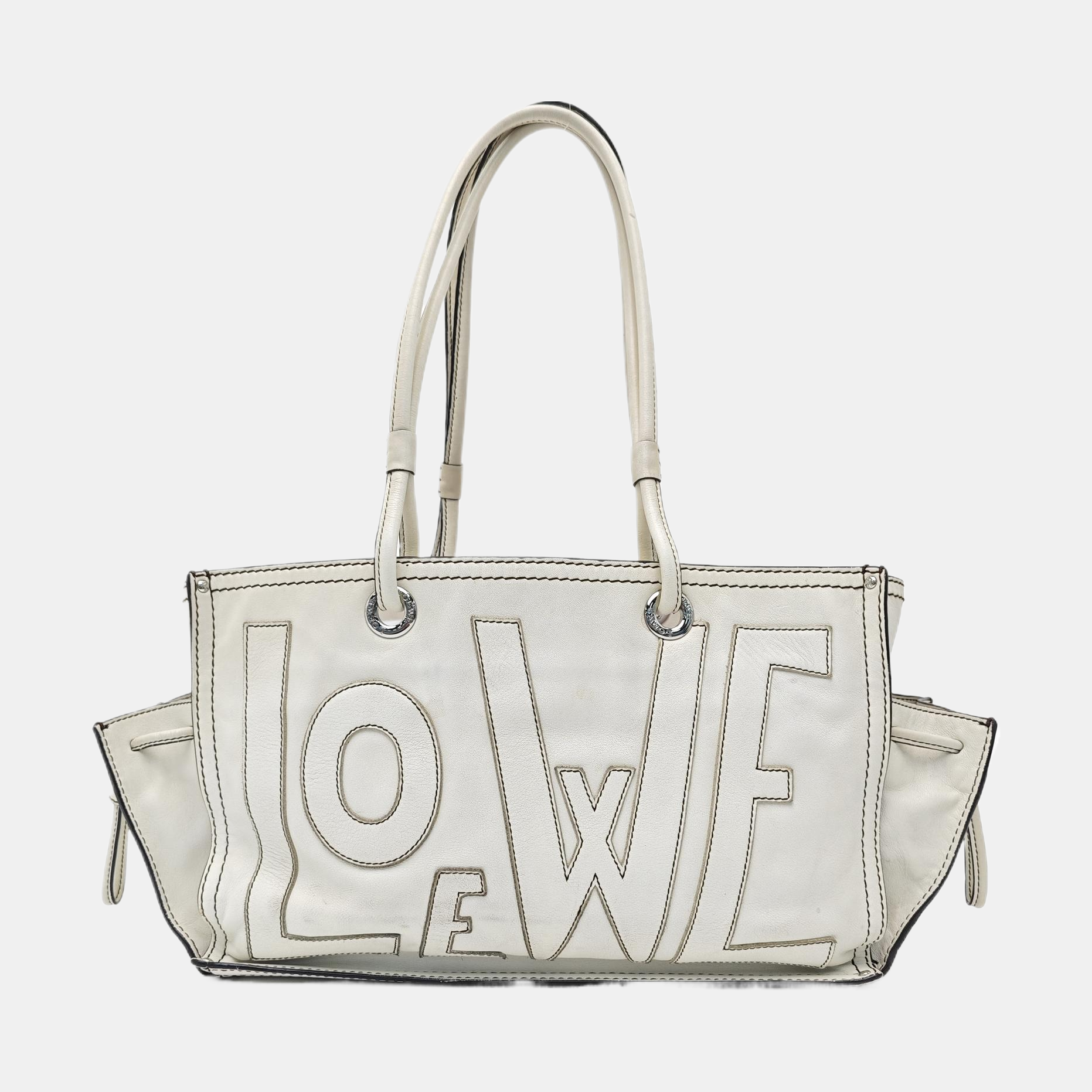 Quilted Calfskin Tote Bag White