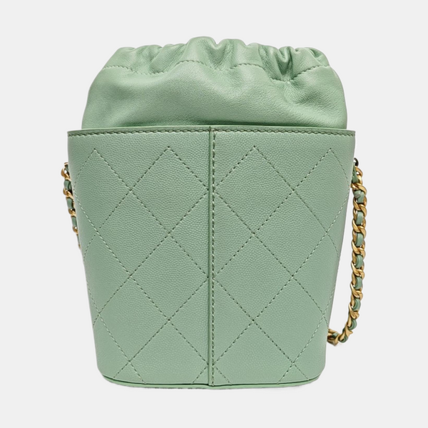 DRAWSTRING Quilted Lambskin Green