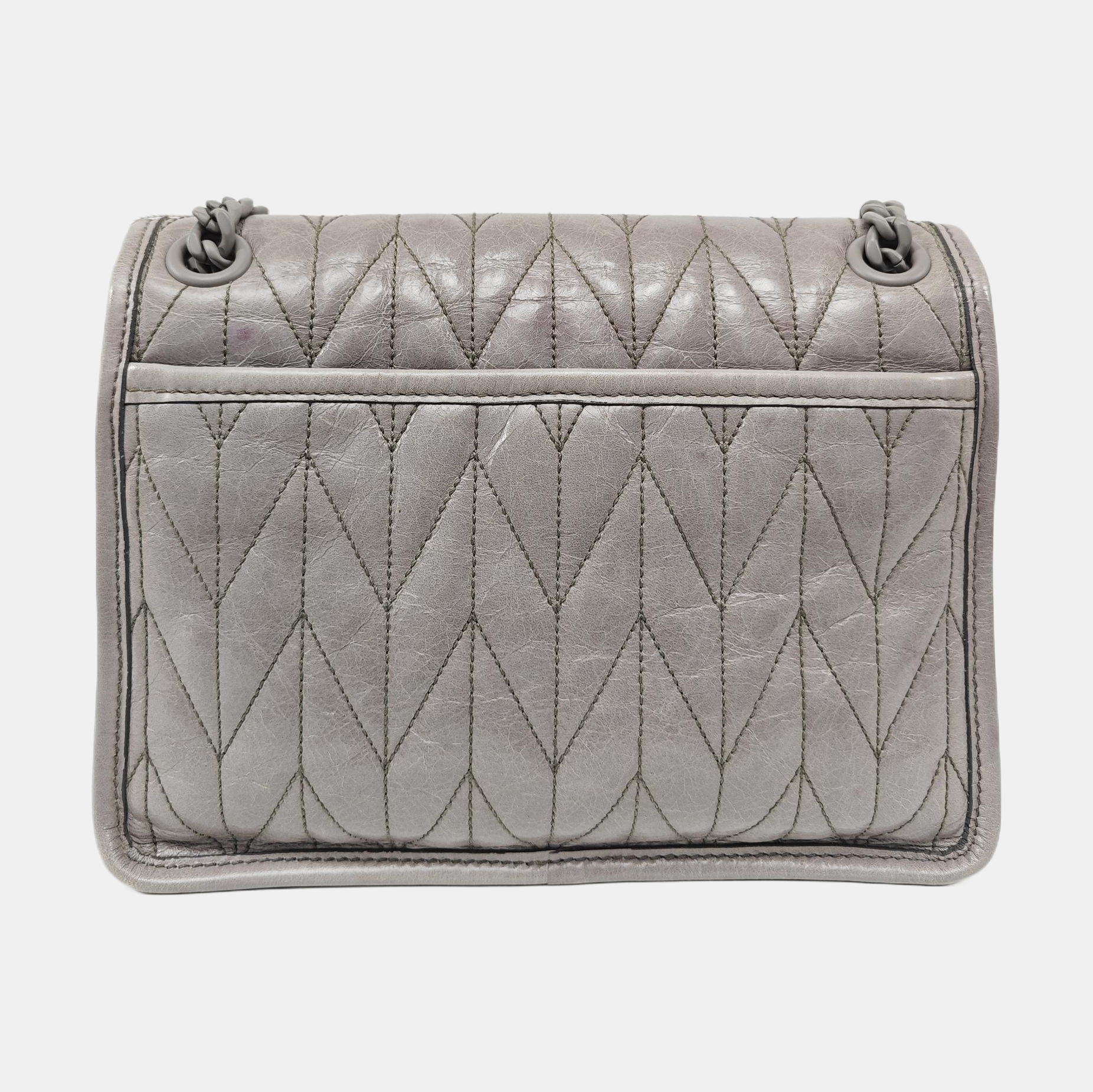 Quilted Calfskin Shoulder Bag Gray