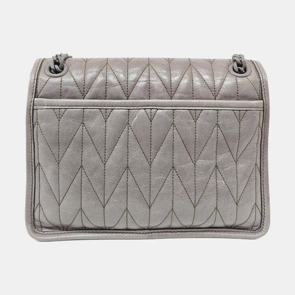 Quilted Calfskin Shoulder Bag Gray