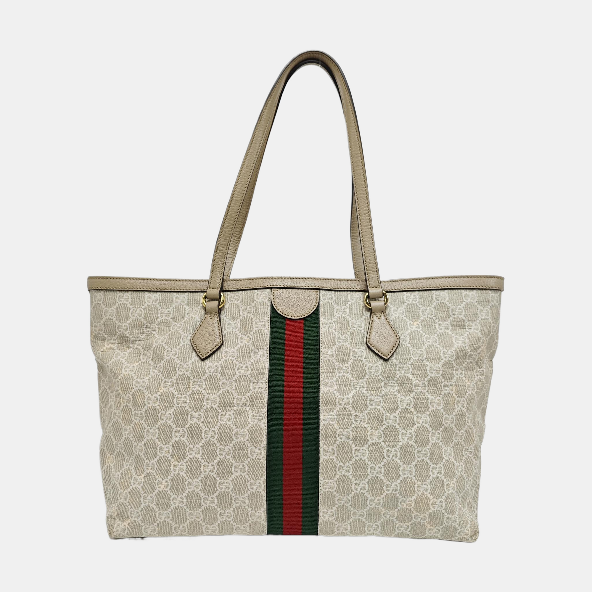 Ophidia Medium Monogram Coated Canvas Beige