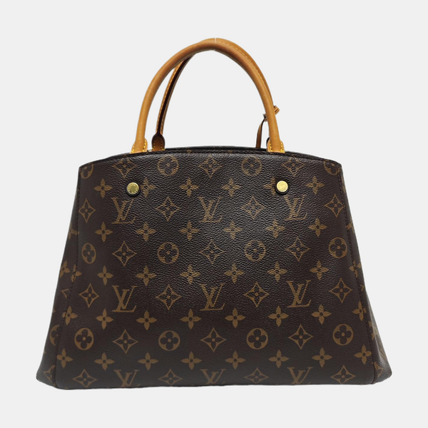 MONTAIGNE MM Monogram Coated Canvas Brown
