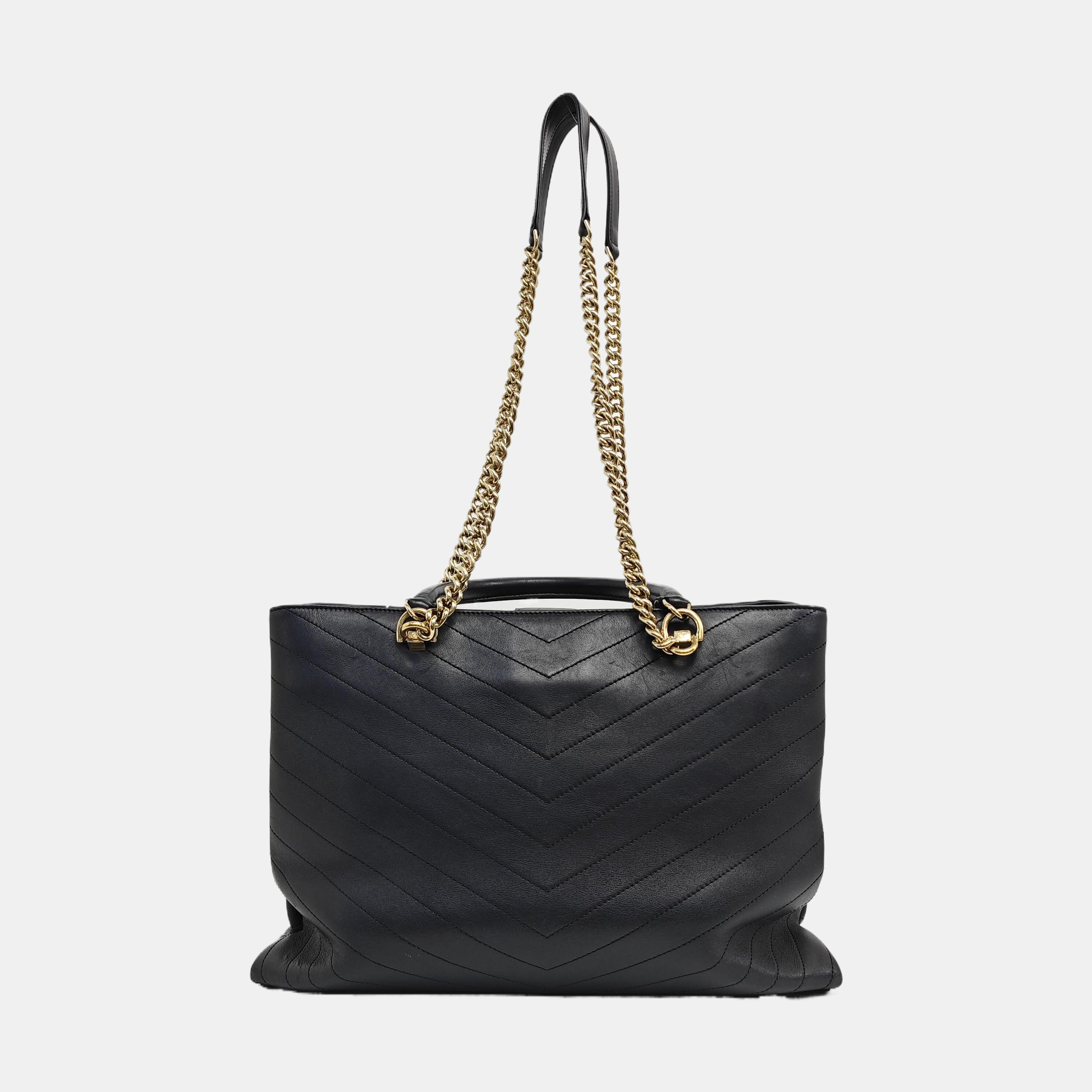 Chevron Calfskin Tote Bag Blue