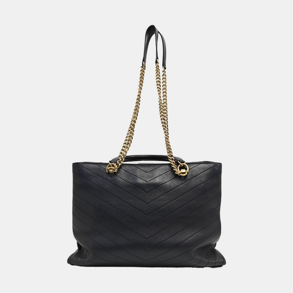 Chevron Calfskin Tote Bag Blue