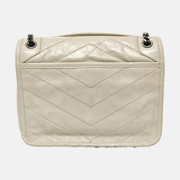 NIKI Small Chevron Calfskin White