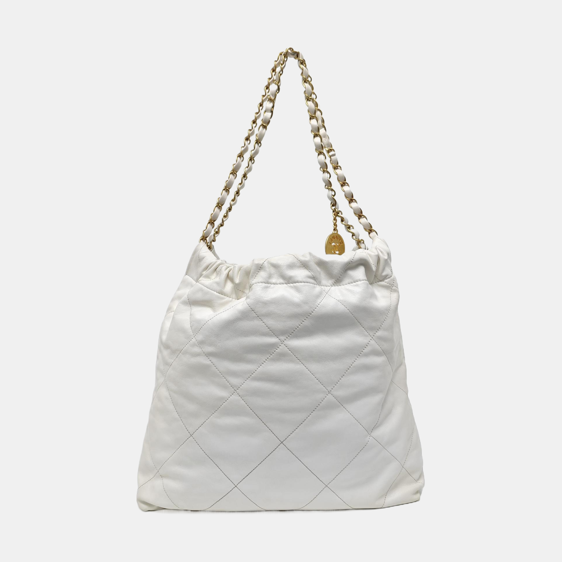 CHANEL 22 Medium Quilted Calfskin White