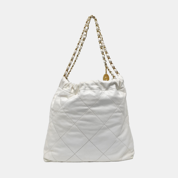 CHANEL 22 Medium Quilted Calfskin White