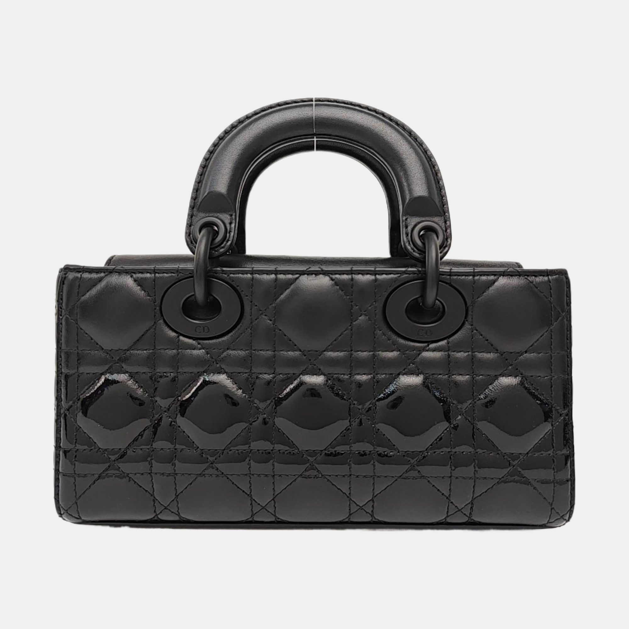 Lady D-Joy Small Cannage Patent Leather Black