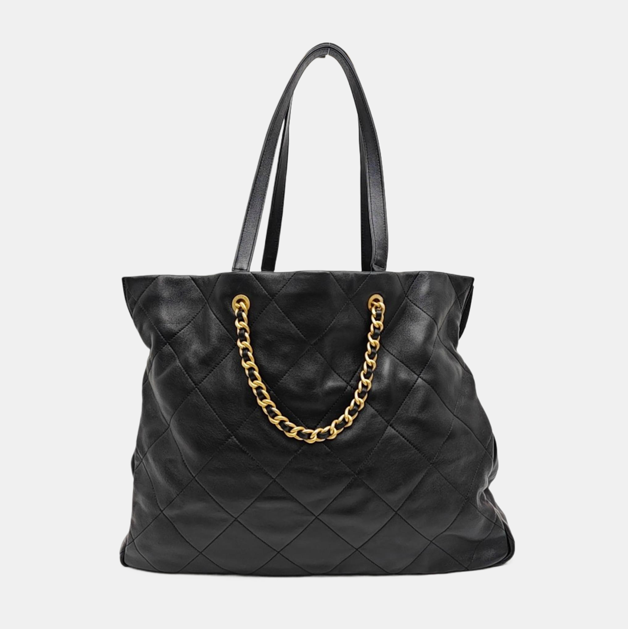 Quilted Lambskin Tote Bag Black