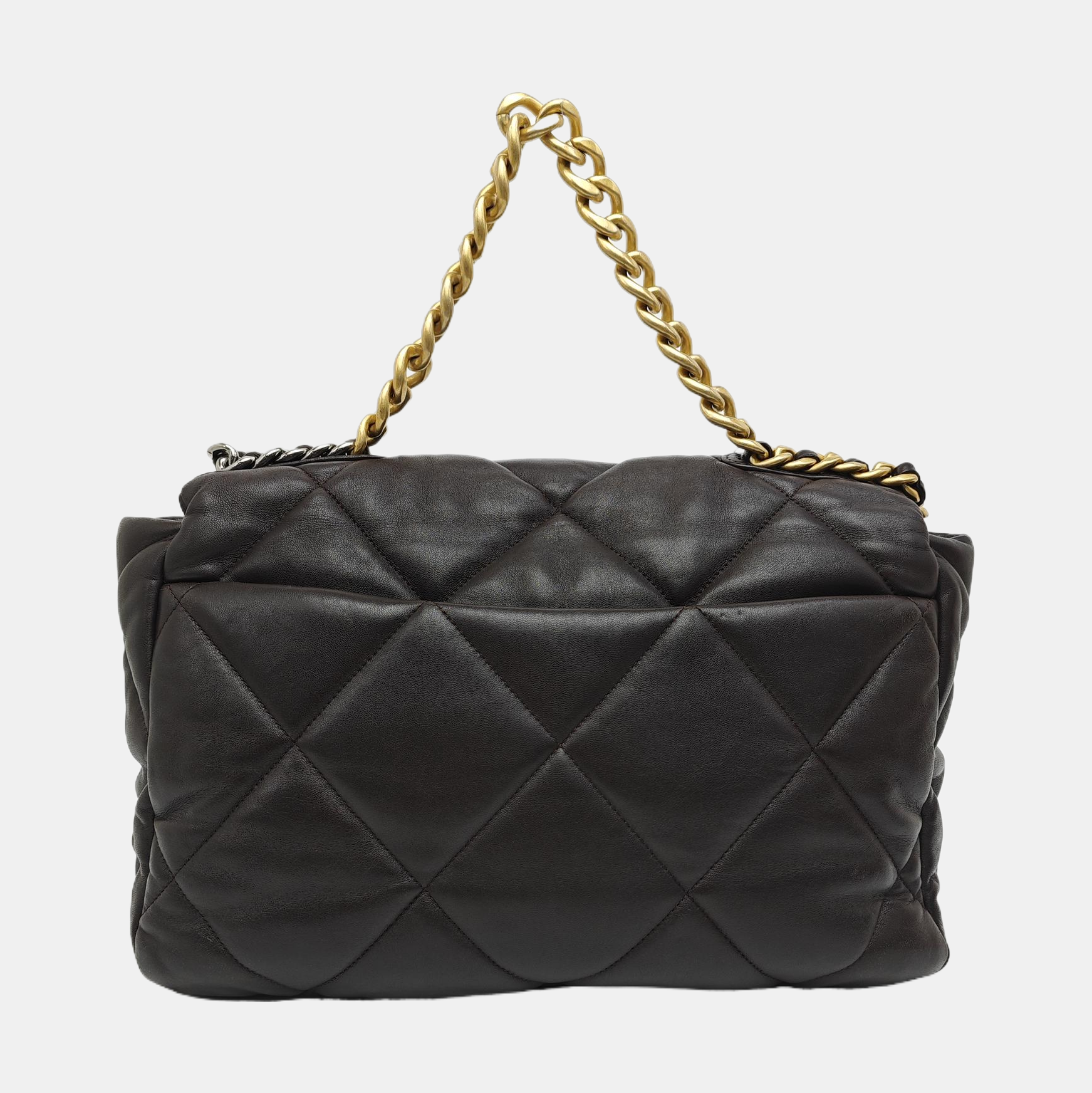 CHANEL 19 Maxi Quilted Calfskin Brown