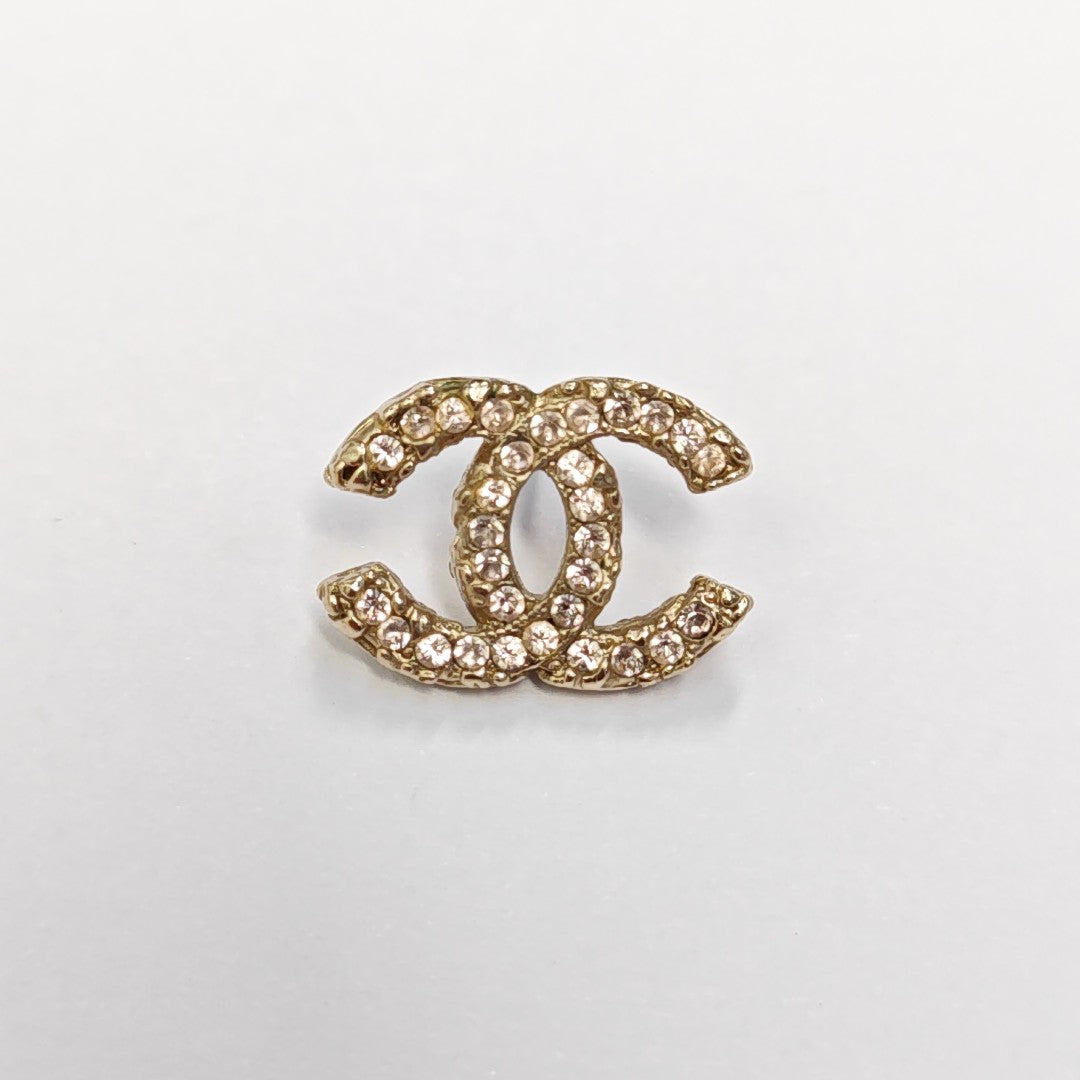 CC Logo Metal Gold Stud Earrings