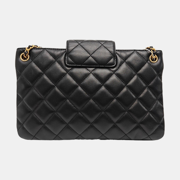 Quilted Lambskin Shoulder Bag Black