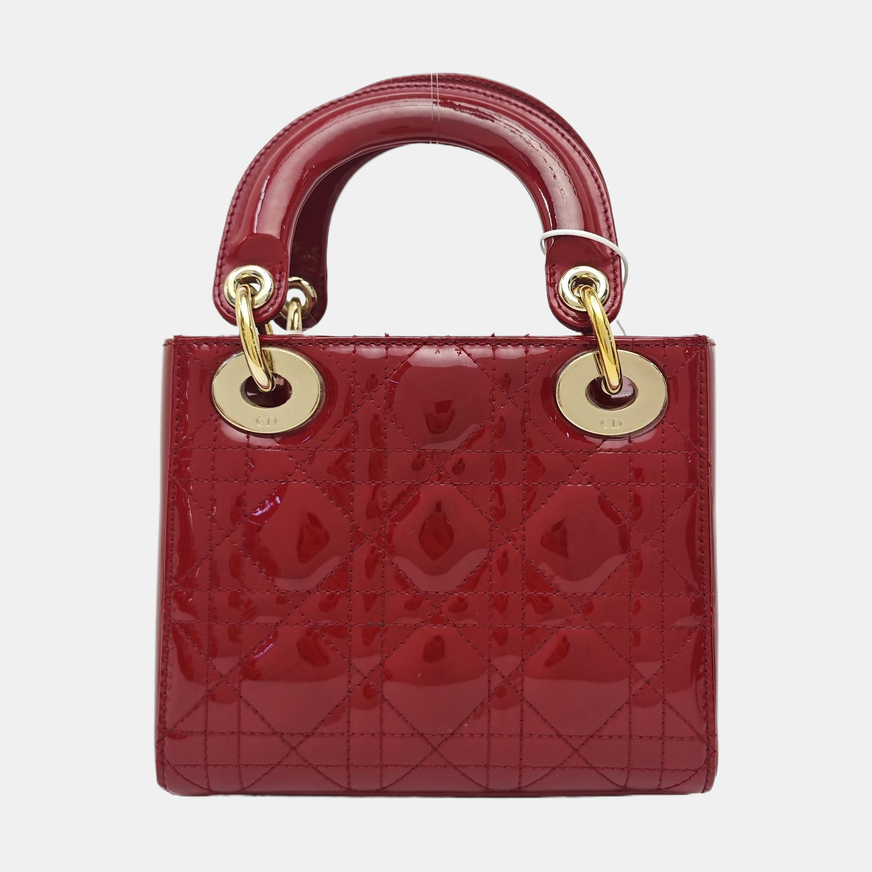 Lady Dior Mini Cannage Patent Leather Red