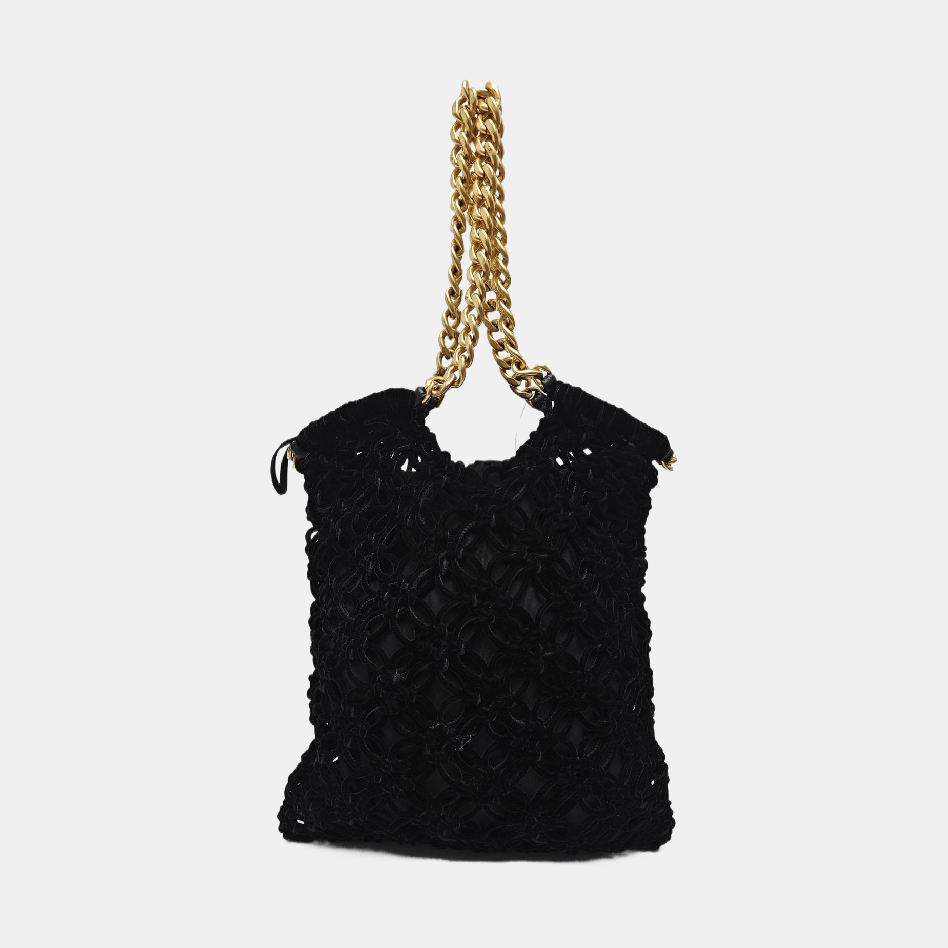 Quilted Velvet Shoulder Bag Black