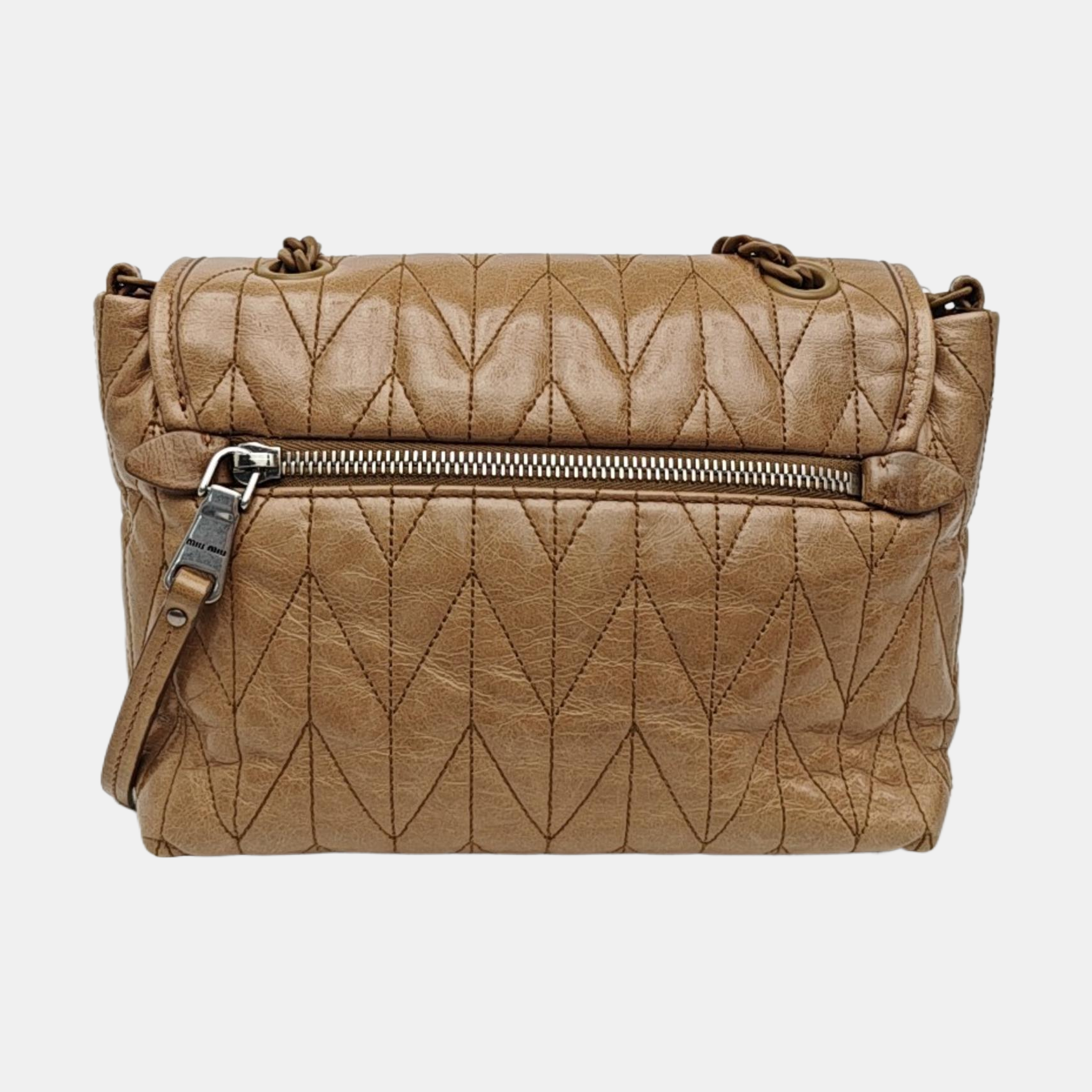 Quilted Calfskin Shoulder Bag Beige