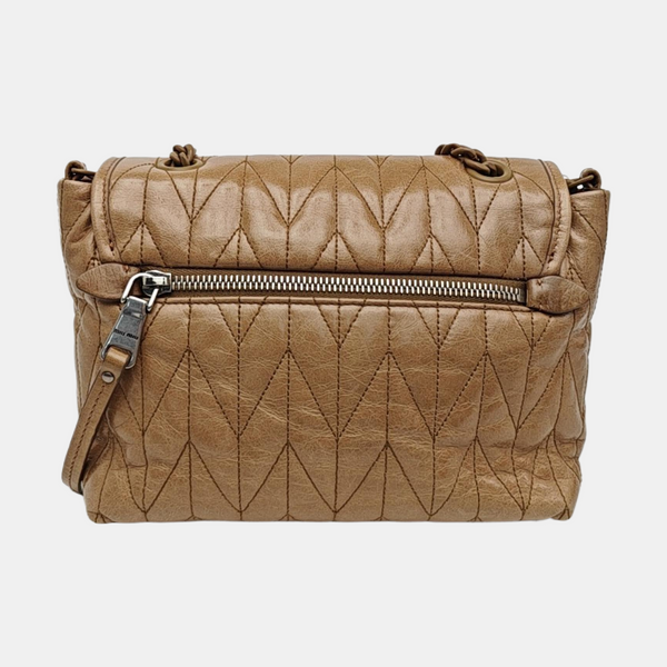 Quilted Calfskin Shoulder Bag Beige