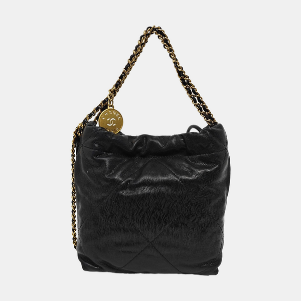 CHANEL 22 Mini Quilted Grained Calfskin Black