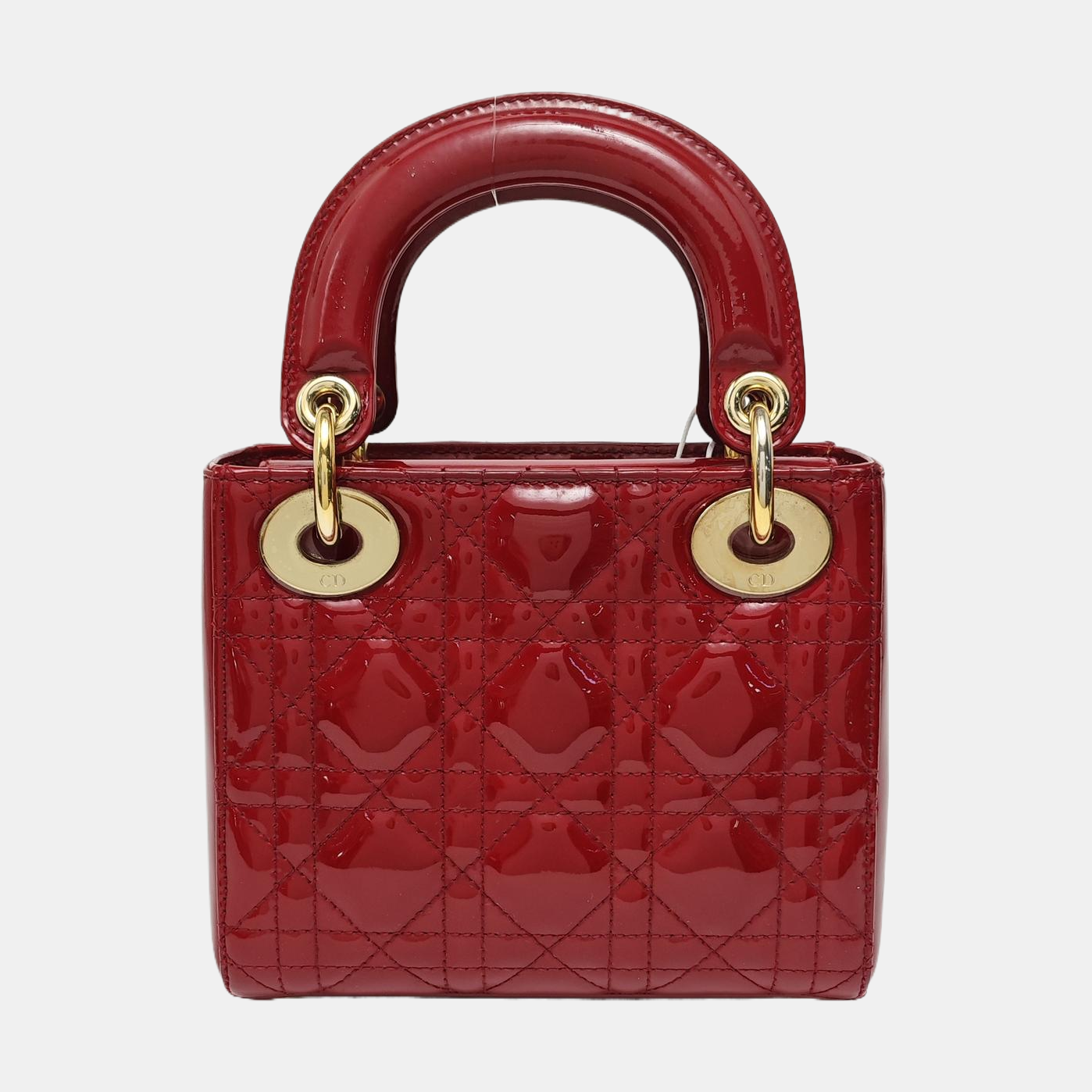 Lady Dior Mini Cannage Patent Calfskin Red