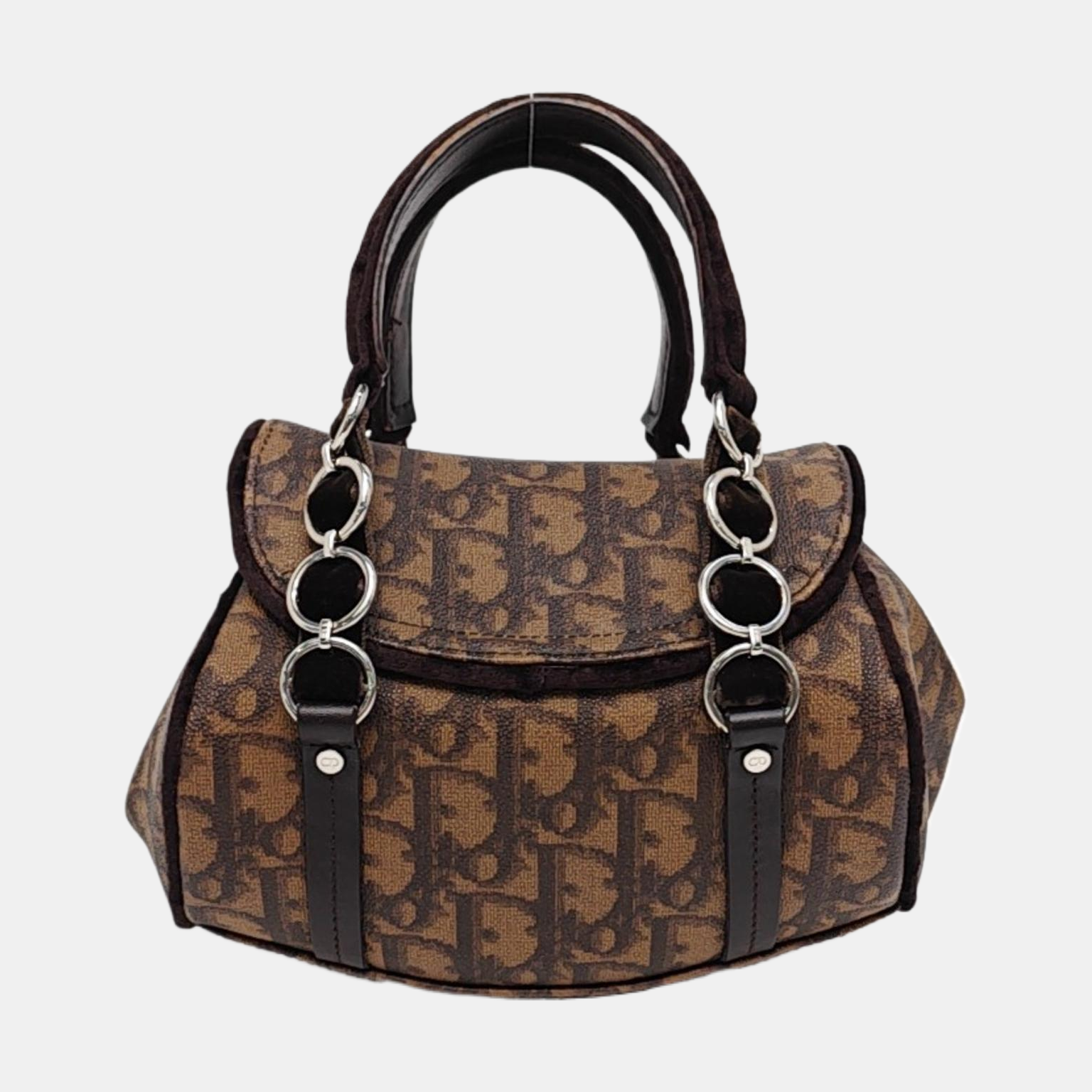 Oblique Coated Canvas Top Handle Bag Brown