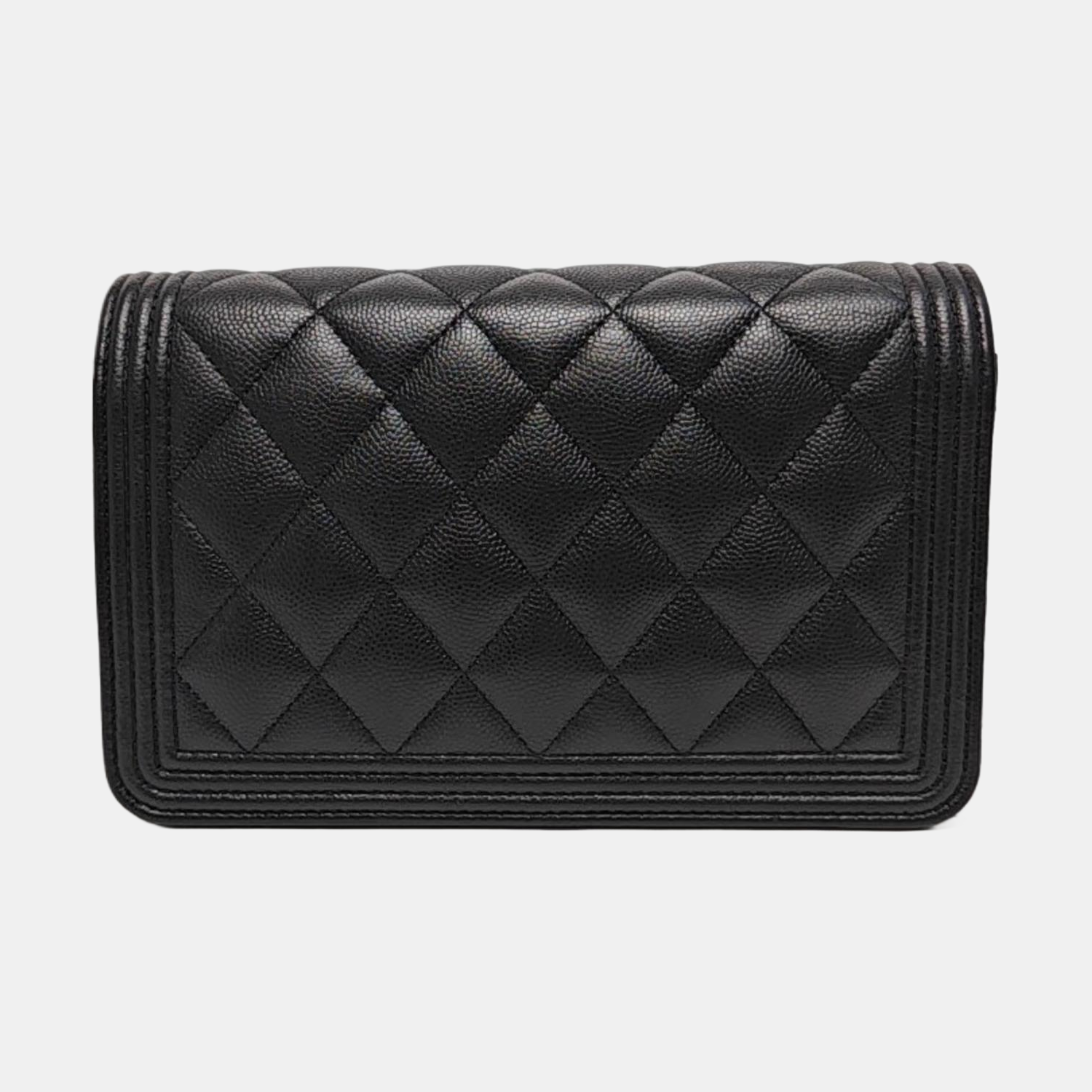BOY CHANEL Mini Quilted Grained Calfskin Black