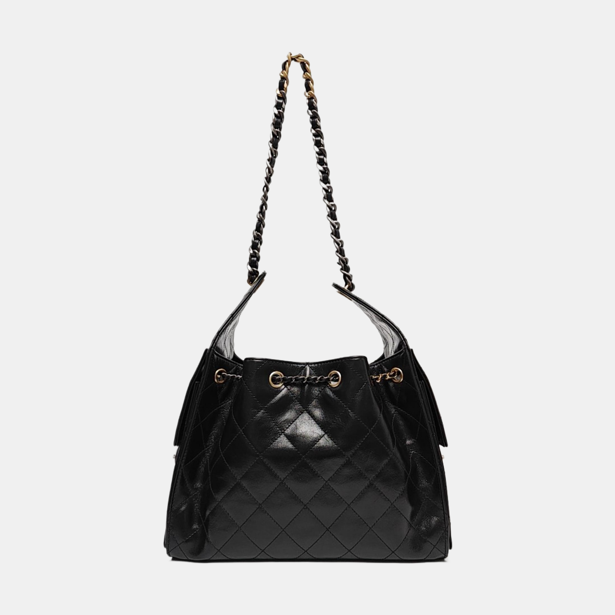 CHANEL 25 Small Quilted Calfskin Black