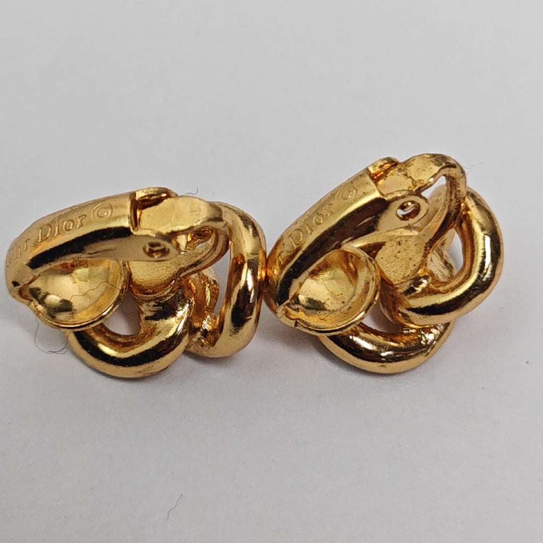 Twist Round Metal Gold Clip On Earrings