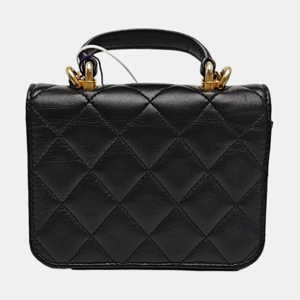 Quilted Lambskin Shoulder Bag Black