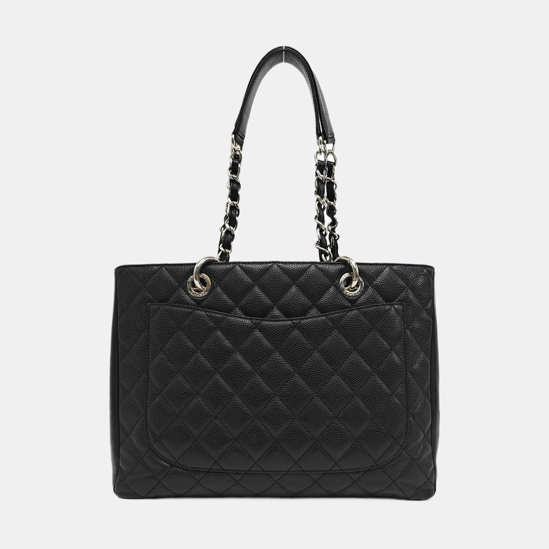CHANEL GST Large Quilted Grained Calfskin Black