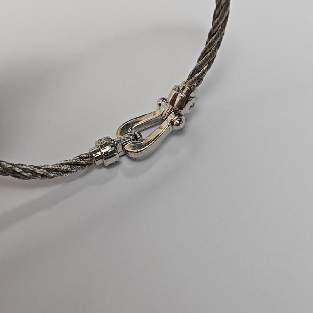Force 10 18k White Gold Silver Bangle