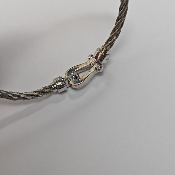Force 10 18k White Gold Silver Bangle