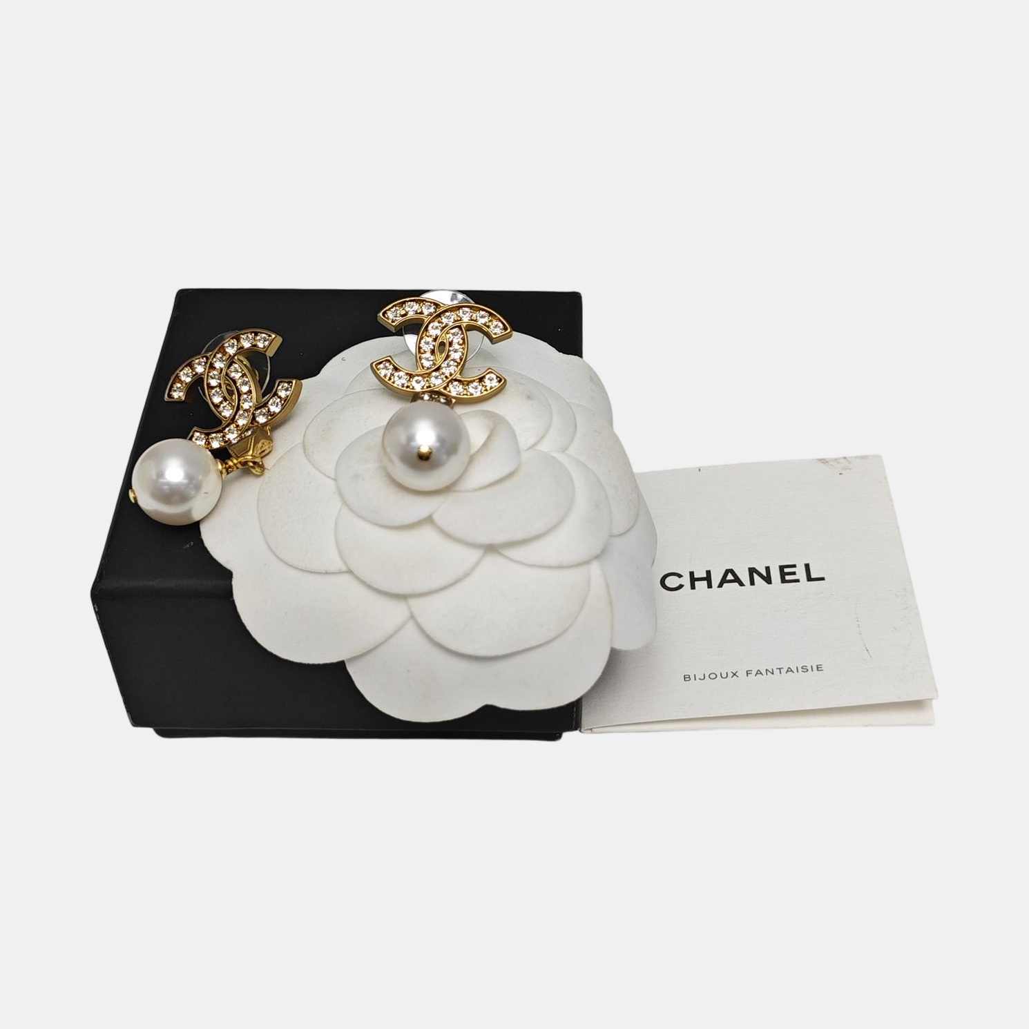 CC Logo Metal White Earrings