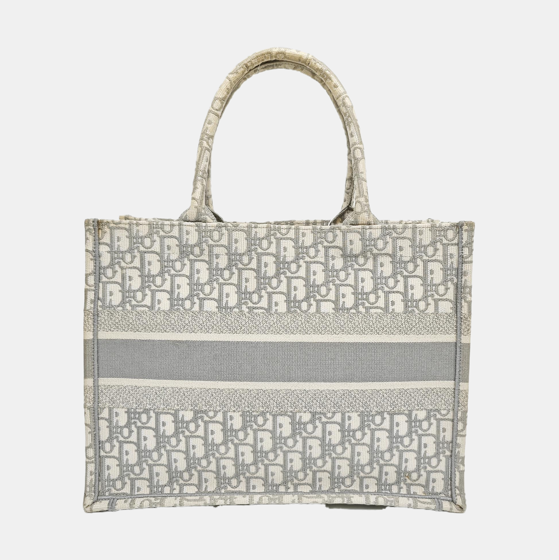 Book Tote Medium Oblique Canvas White