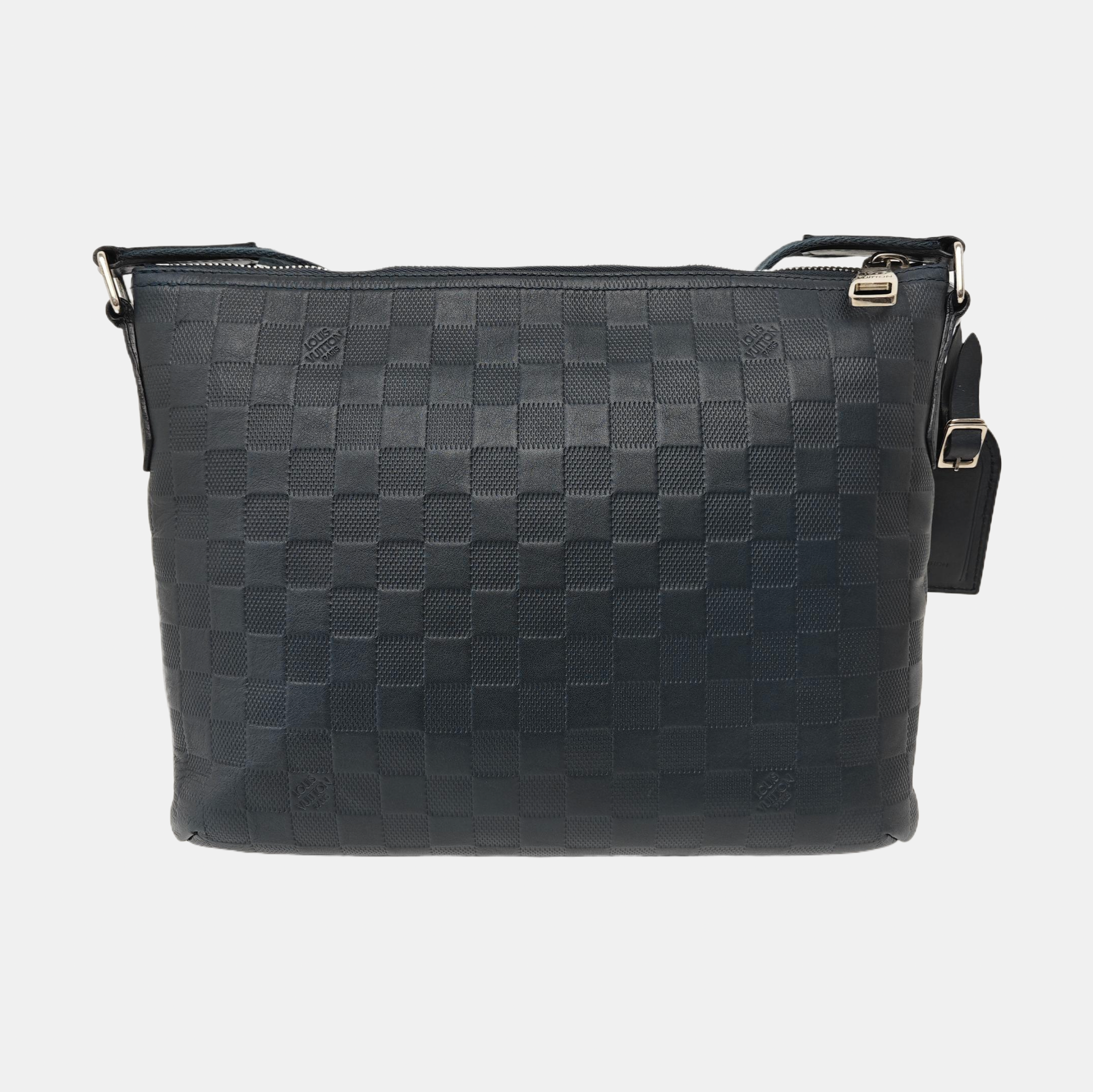 Damier Calfskin Crossbody Bag Blue