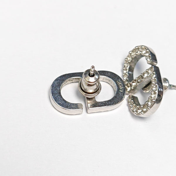 Petit CD Metal Silver Stud Earrings