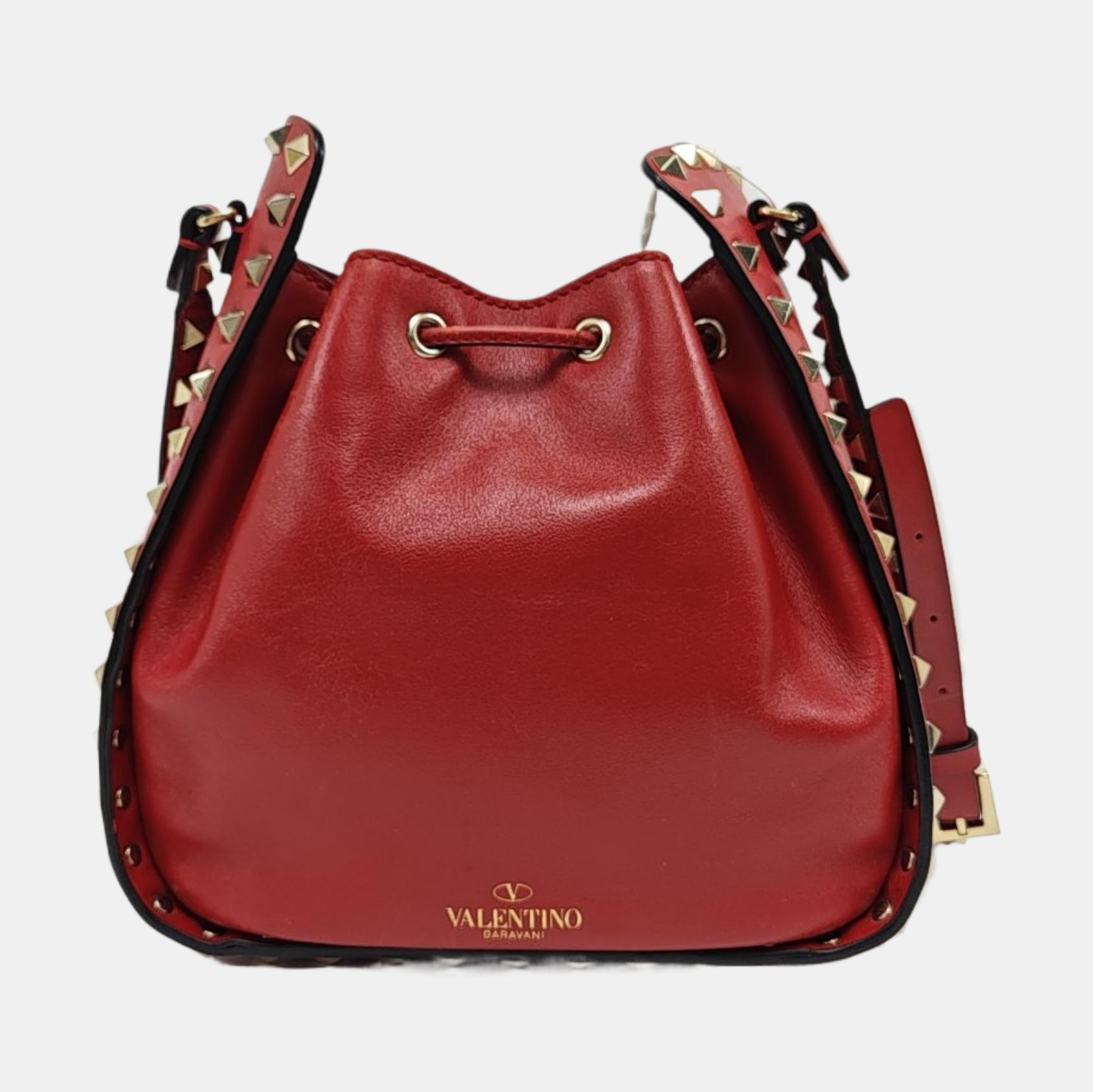 Rockstud Small Calfskin Red
