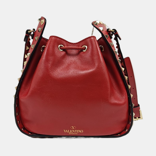 Rockstud Small Calfskin Red