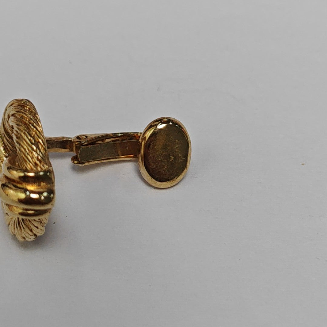 Twist Round Metal Gold Clip On Earrings