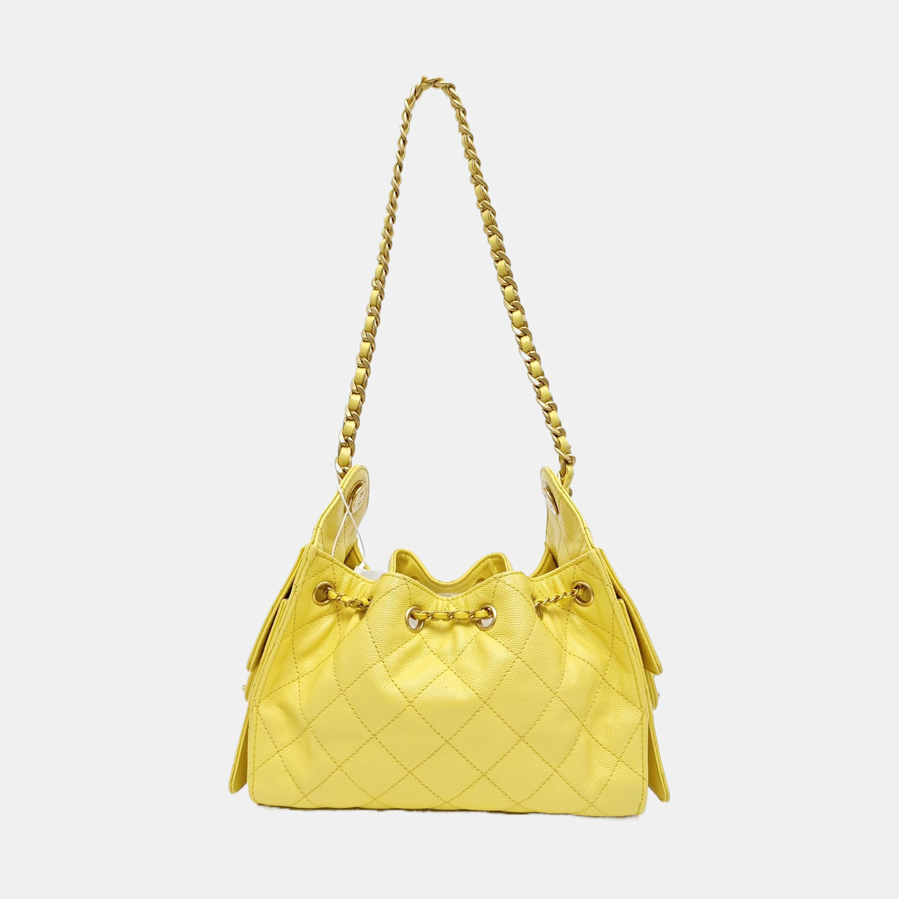 CHANEL 25 Quilted Grained Calfskin Yellow