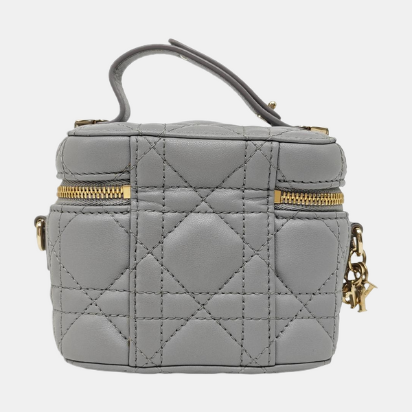 Vanity Lady Dior Super Mini Cannage Lambskin Gray