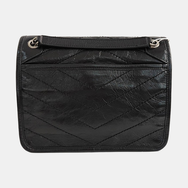 NIKI Small Chevron Calfskin Black