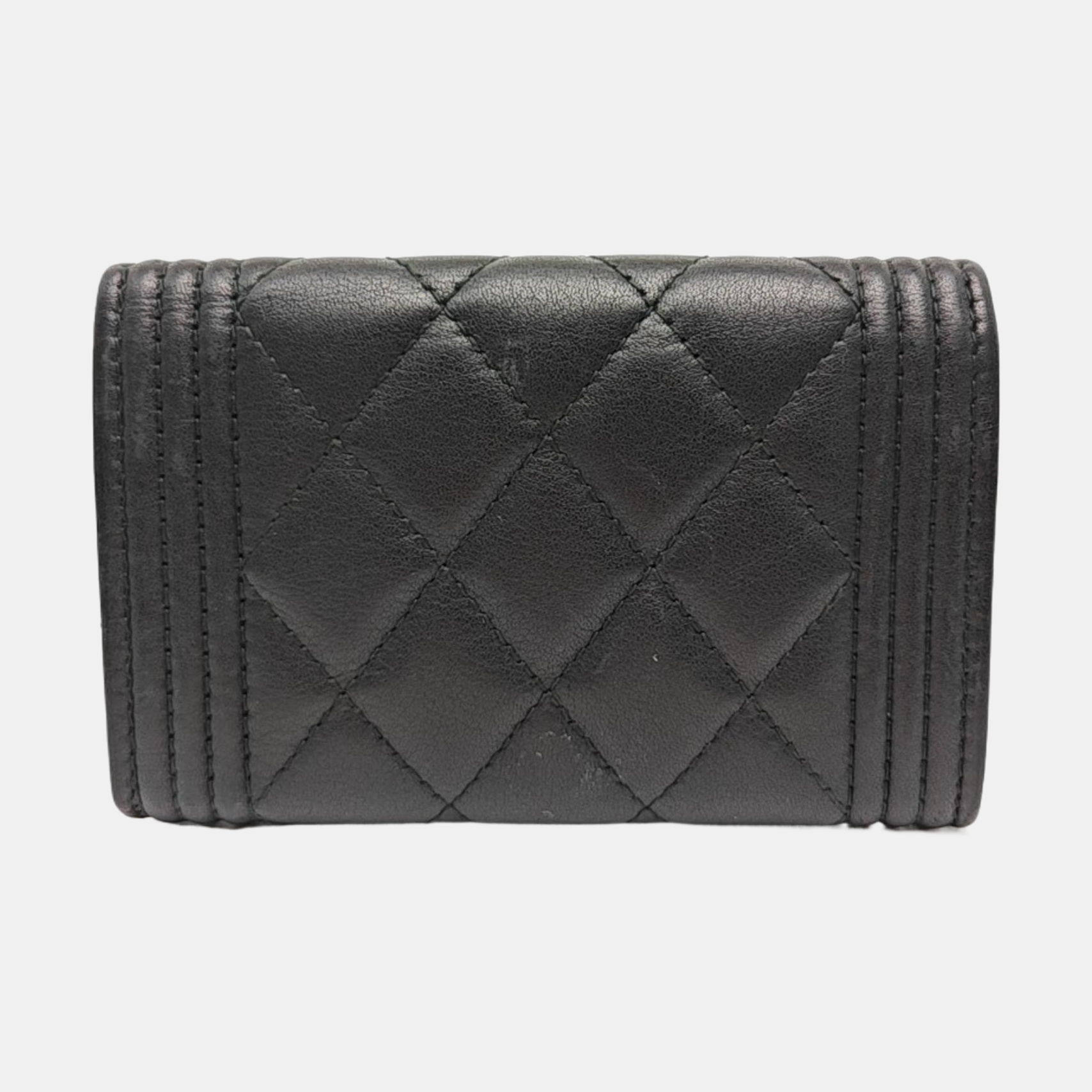 BOY CHANEL Quilted Calfskin Black Card Holder